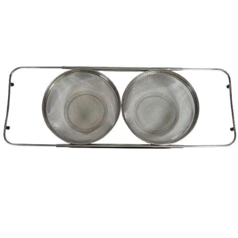 Stainless Wire Mesh Expandable Over-the-Sink DOUBLE Kitchen Colander / Strainer